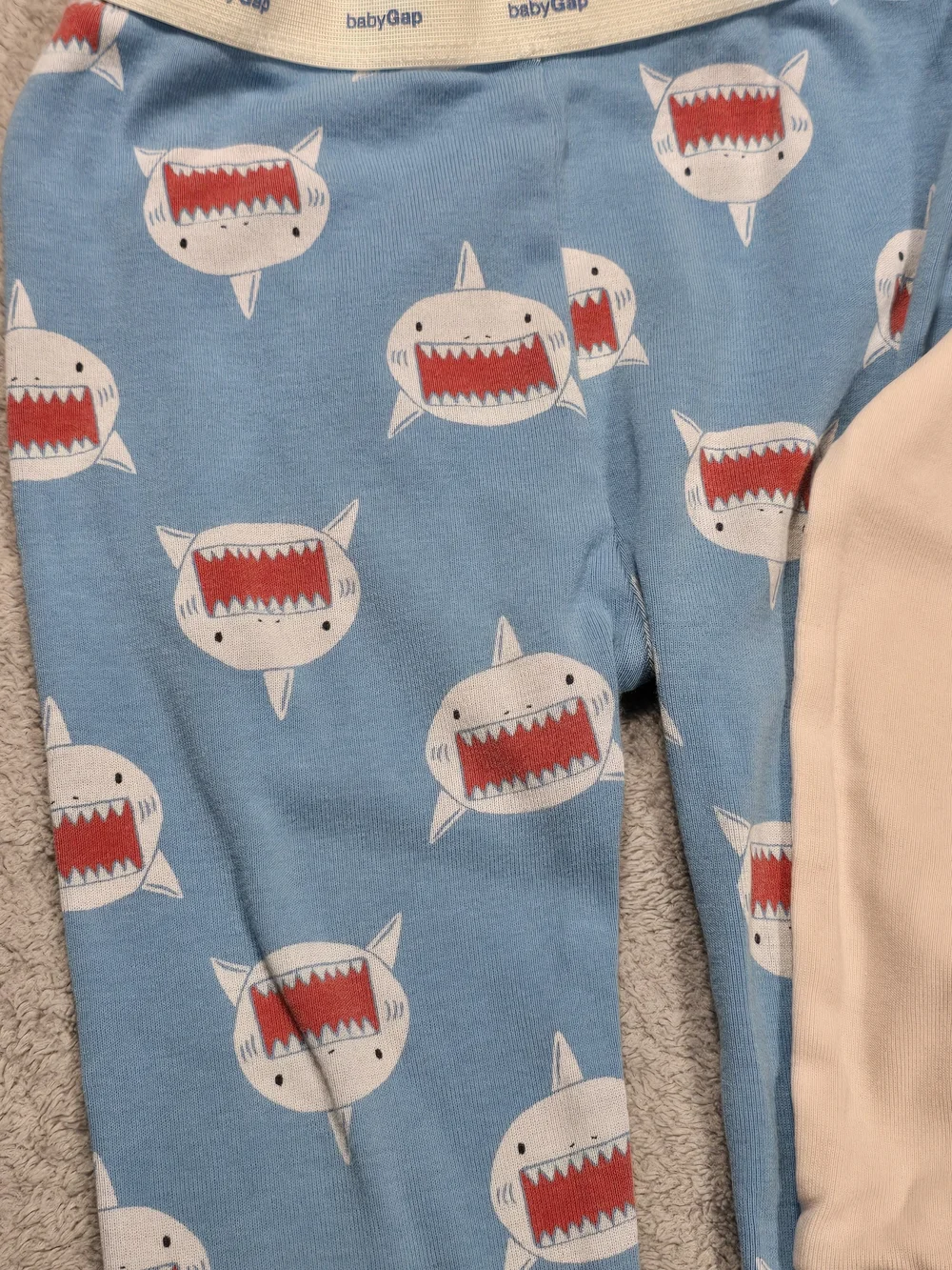 Gap Kids Shark Print Cotton Pajama Set - Blue & Cream